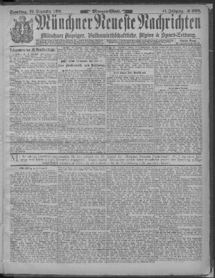 Münchner neueste Nachrichten Samstag 29. Dezember 1888