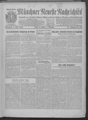 Münchner neueste Nachrichten Samstag 1. Juni 1929