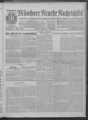 Münchner neueste Nachrichten Dienstag 4. Juni 1929