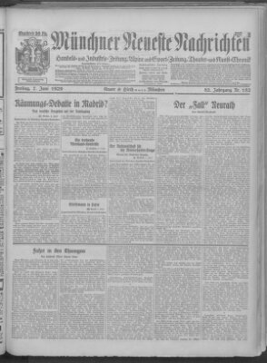 Münchner neueste Nachrichten Freitag 7. Juni 1929