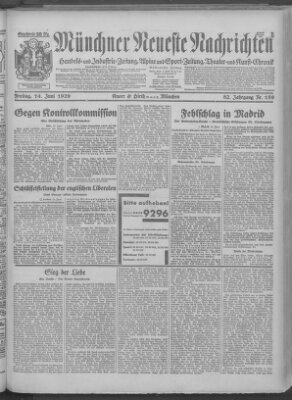 Münchner neueste Nachrichten Freitag 14. Juni 1929