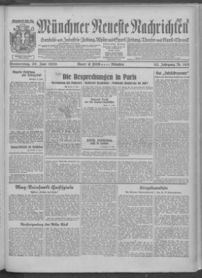 Münchner neueste Nachrichten Donnerstag 20. Juni 1929