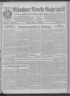 Münchner neueste Nachrichten Montag 24. Juni 1929