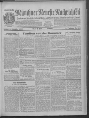 Münchner neueste Nachrichten Freitag 8. November 1929