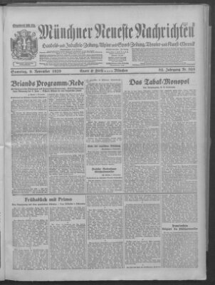 Münchner neueste Nachrichten Samstag 9. November 1929