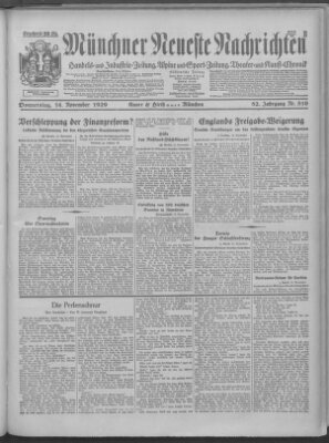 Münchner neueste Nachrichten Donnerstag 14. November 1929