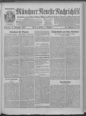 Münchner neueste Nachrichten Sonntag 17. November 1929