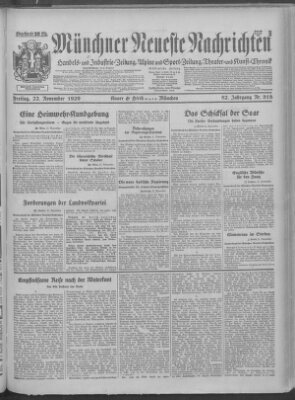 Münchner neueste Nachrichten Freitag 22. November 1929