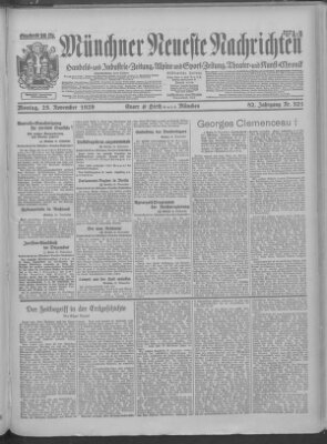 Münchner neueste Nachrichten Montag 25. November 1929