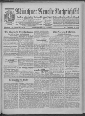 Münchner neueste Nachrichten Mittwoch 27. November 1929