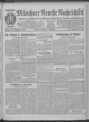 Münchner neueste Nachrichten Freitag 29. November 1929