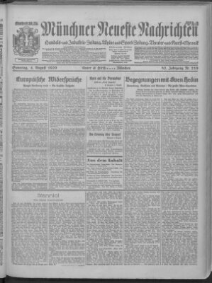 Münchner neueste Nachrichten Sonntag 4. August 1929