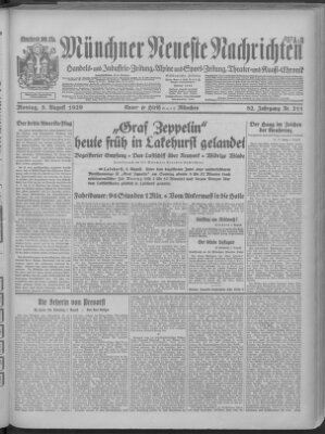 Münchner neueste Nachrichten Montag 5. August 1929