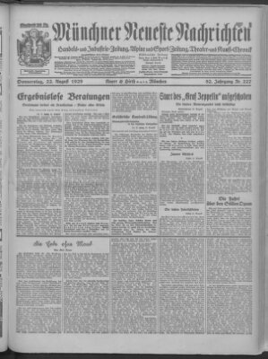 Münchner neueste Nachrichten Thursday 22. August 1929