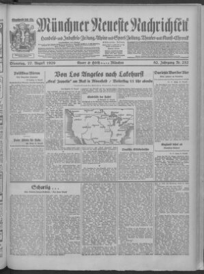 Münchner neueste Nachrichten Dienstag 27. August 1929