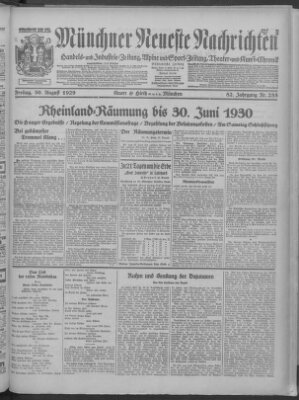 Münchner neueste Nachrichten Freitag 30. August 1929