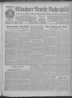 Münchner neueste Nachrichten Samstag 12. Oktober 1929