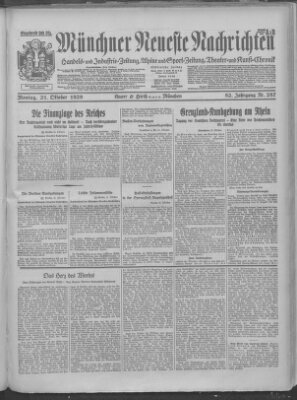 Münchner neueste Nachrichten Montag 21. Oktober 1929