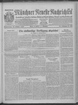 Münchner neueste Nachrichten Donnerstag 24. Oktober 1929