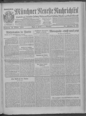 Münchner neueste Nachrichten Samstag 26. Oktober 1929