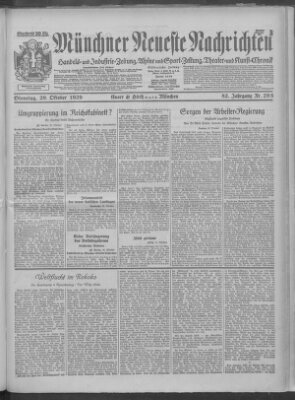 Münchner neueste Nachrichten Dienstag 29. Oktober 1929