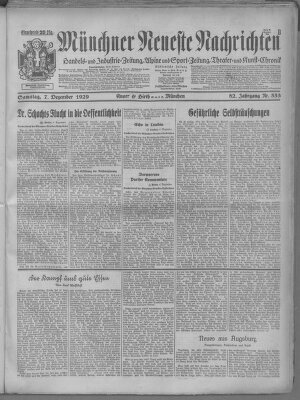 Münchner neueste Nachrichten Samstag 7. Dezember 1929