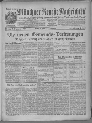 Münchner neueste Nachrichten Montag 9. Dezember 1929