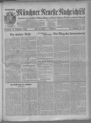 Münchner neueste Nachrichten Sonntag 15. Dezember 1929