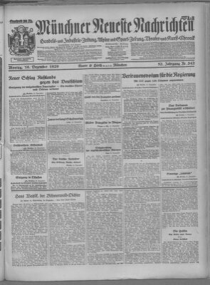 Münchner neueste Nachrichten Montag 16. Dezember 1929