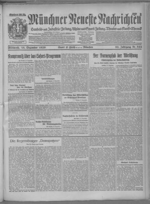 Münchner neueste Nachrichten Mittwoch 18. Dezember 1929