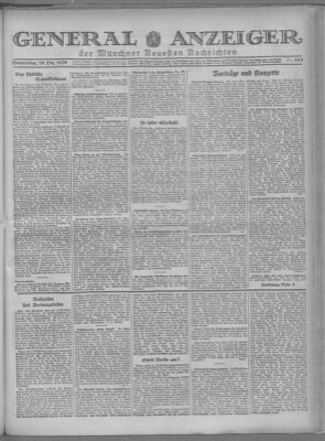 Münchner neueste Nachrichten Donnerstag 19. Dezember 1929