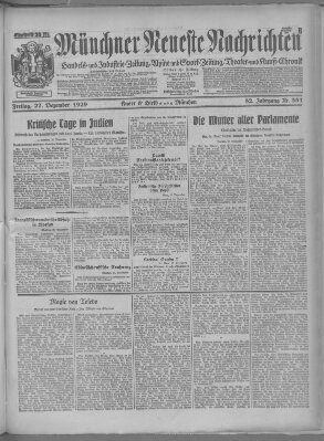 Münchner neueste Nachrichten Freitag 27. Dezember 1929