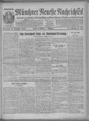 Münchner neueste Nachrichten Samstag 28. Dezember 1929