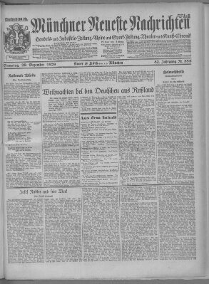 Münchner neueste Nachrichten Sonntag 29. Dezember 1929