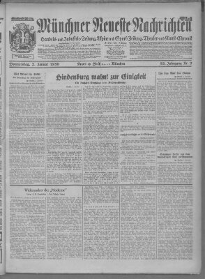 Münchner neueste Nachrichten Donnerstag 2. Januar 1930