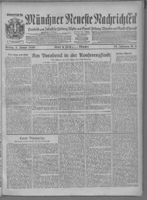 Münchner neueste Nachrichten Freitag 3. Januar 1930