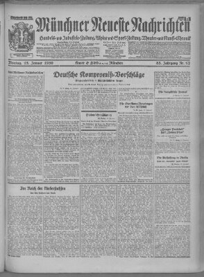 Münchner neueste Nachrichten Montag 13. Januar 1930