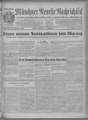 Münchner neueste Nachrichten Dienstag 14. Januar 1930