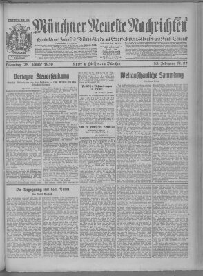 Münchner neueste Nachrichten Dienstag 28. Januar 1930