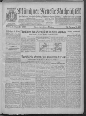 Münchner neueste Nachrichten Montag 2. September 1929