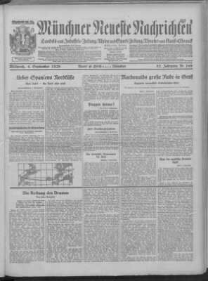 Münchner neueste Nachrichten Mittwoch 4. September 1929