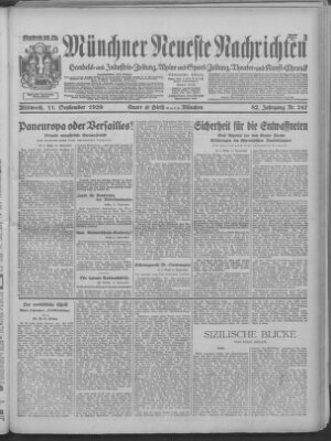 Münchner neueste Nachrichten Mittwoch 11. September 1929