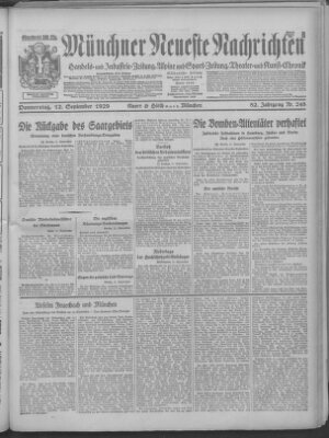 Münchner neueste Nachrichten Donnerstag 12. September 1929