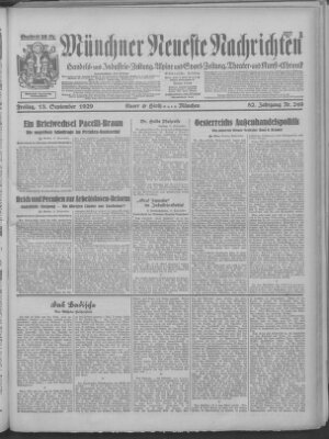 Münchner neueste Nachrichten Freitag 13. September 1929