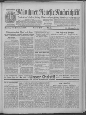 Münchner neueste Nachrichten Sonntag 15. September 1929