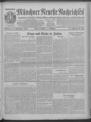 Münchner neueste Nachrichten Mittwoch 18. September 1929