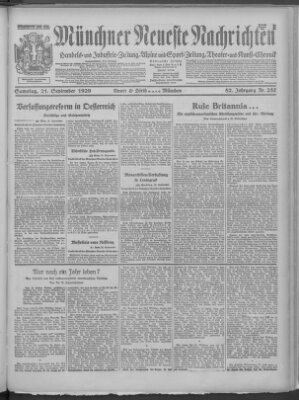 Münchner neueste Nachrichten Samstag 21. September 1929