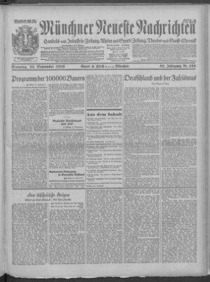 Münchner neueste Nachrichten Sonntag 22. September 1929