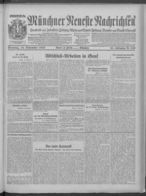 Münchner neueste Nachrichten Dienstag 24. September 1929