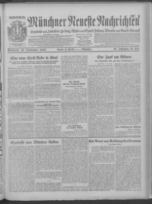 Münchner neueste Nachrichten Mittwoch 25. September 1929